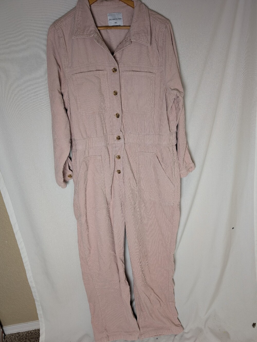 Celebrity Pink Women's Pink Corduroy Utility Jumpsuit Size XXL With Pockets